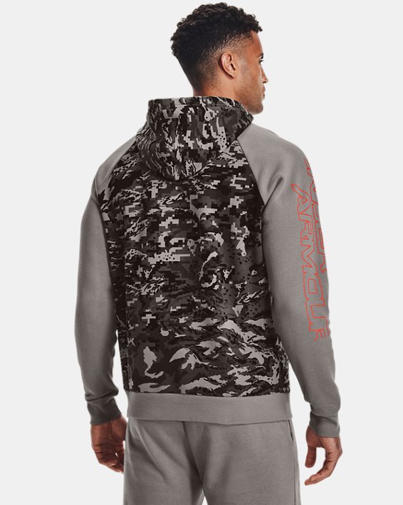 Men's UA Rival Fleece Camo Script Hoodie, Gray, pdpMainDesktop image number 1